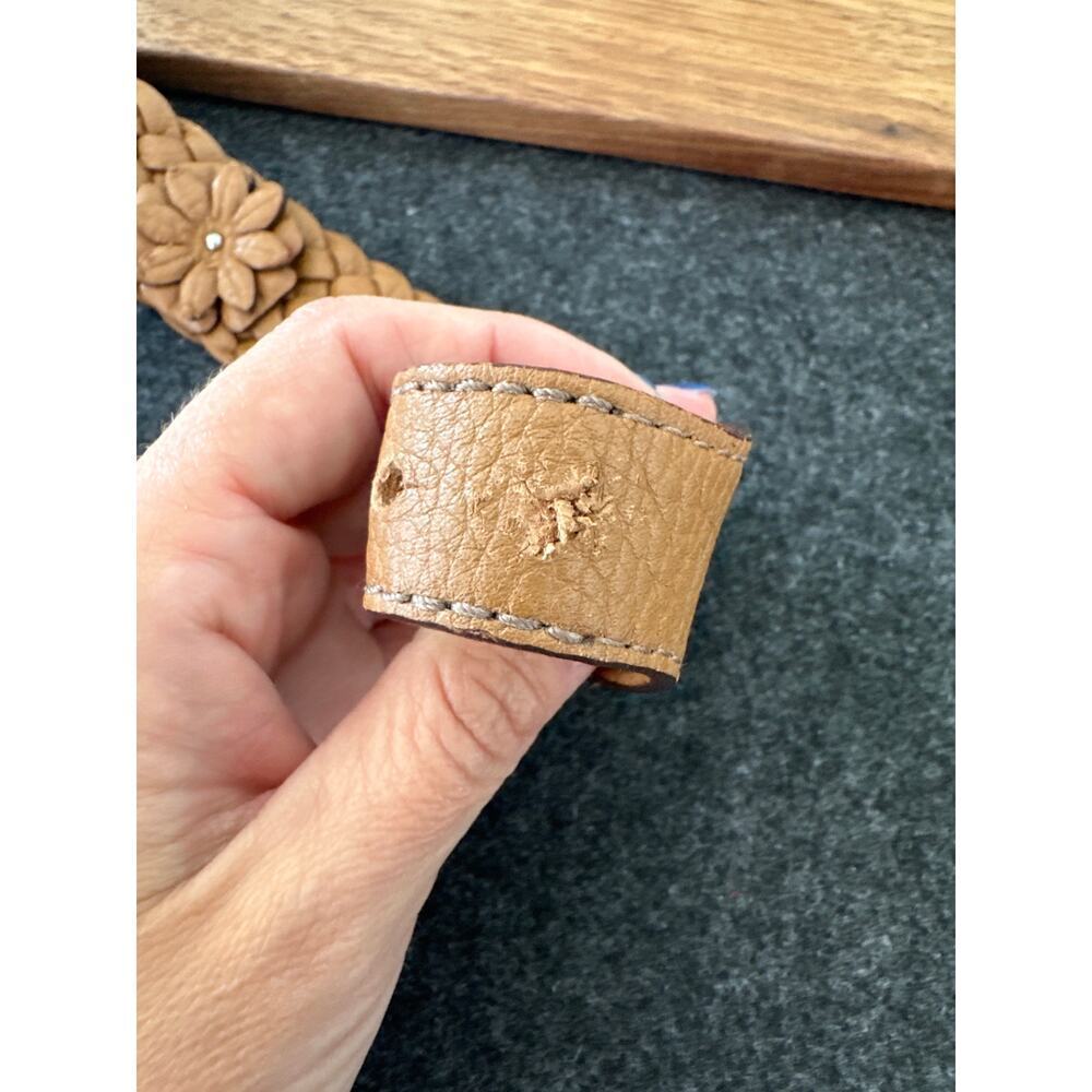 Brighton Women's Woven Leather Floral and Metal Ring Belt, Size 38/L - Picture 9 of 10